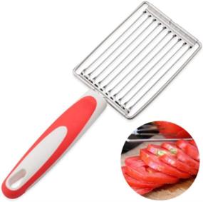 img 1 attached to 🔪 Efficient Stainless Luncheon Meat Cutter and Tomato Slicer - Versatile Fruits Cutter with Handle, Perfect for Cheese, Boiled Egg, Ham, and Tomato Slicing - Orange 1