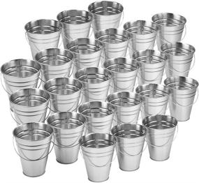 img 4 attached to Kicko 24-Pack Large Metal Buckets with Handles - 5 x 4.5 Inches Galvanized Goody Baskets, Party Favors, Accessories, and Decorations