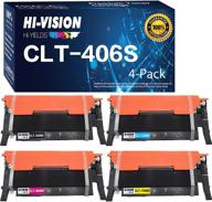 🖨️ hi-vision toner cartridge replacement pack - clt-k406s clt-c406s clt-y406s clt-m406s (1 black, 1 cyan, 1 yellow, 1 magenta, 4-pack) compatible with clp-365w, clx-3305fw, clx-3305w logo