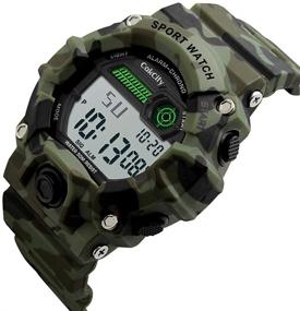 img 2 attached to Waterproof Electronic Military Stopwatch Boys' Watches with Camouflage Design