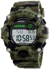 img 4 attached to Waterproof Electronic Military Stopwatch Boys' Watches with Camouflage Design