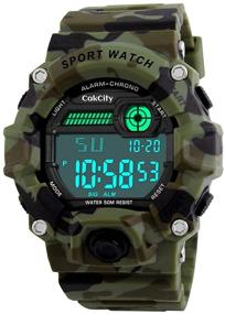 img 3 attached to Waterproof Electronic Military Stopwatch Boys' Watches with Camouflage Design