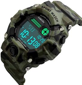 img 1 attached to Waterproof Electronic Military Stopwatch Boys' Watches with Camouflage Design