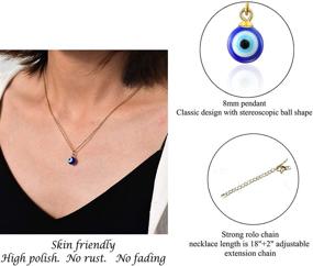 img 3 attached to PPJew Evil Eye Necklace Chain - Blue Eyes Amulet Pendant Necklace, Ojo Turco Kabbalah Protection - Adjustable Delicate Jewelry Gift for Women and Girls (Silver/Gold)