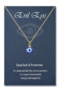 img 4 attached to PPJew Evil Eye Necklace Chain - Blue Eyes Amulet Pendant Necklace, Ojo Turco Kabbalah Protection - Adjustable Delicate Jewelry Gift for Women and Girls (Silver/Gold)
