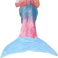 softan mermaid tail blanket for teens and adults: plush flannel fleece sleeping bag with rainbow ombre glittering fish scale design. perfect women's gift, all seasons snuggle blanket, 25”×60”. logo