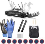 ponwec muti-function 16 in 1 bike cycling repair tool kit: lightweight bike tool bag with gloves, tire pry bars rods, and fix tools set for outdoor camping or home use logo