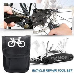 img 1 attached to Ponwec Muti-Function 16 in 1 Bike Cycling Repair Tool Kit: Lightweight Bike Tool Bag with Gloves, Tire Pry Bars Rods, and Fix Tools Set for Outdoor Camping or Home Use