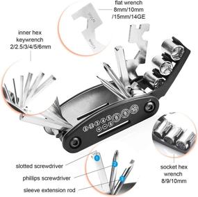 img 3 attached to Ponwec Muti-Function 16 in 1 Bike Cycling Repair Tool Kit: Lightweight Bike Tool Bag with Gloves, Tire Pry Bars Rods, and Fix Tools Set for Outdoor Camping or Home Use