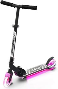 img 4 attached to LED Light-Up Deck & Wheels Neon Flash Kids Scooter | Kick Scooter