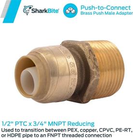 img 3 attached to 🦈 SharkBite U116LFA 1/2 x 3/4 MNPT Lead-Free Reducing Connector, Brass