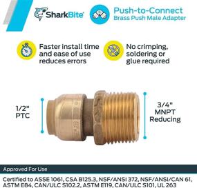 img 2 attached to 🦈 SharkBite U116LFA 1/2 x 3/4 MNPT Lead-Free Reducing Connector, Brass