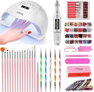 💅 ultimate 80w gel uv led nail lamp kit with electric nail drill set: complete nail art decorations and home diy starter kit, including nail painting brushes, dotting tool, and manicure tape – perfect mother's day gift logo