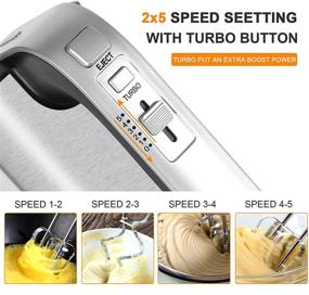 img 1 attached to 🍰 Aodyow Hand Mixer Electric - Powerful 250W Handheld Mixer with Turbo Boost, Eject Button, 5 Stainless Steel Accessories, and Storage Base - Effortlessly Whip, Mix, and Prepare Cookie Dough, Cakes, and Batters