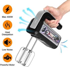 img 2 attached to 🍰 Aodyow Hand Mixer Electric - Powerful 250W Handheld Mixer with Turbo Boost, Eject Button, 5 Stainless Steel Accessories, and Storage Base - Effortlessly Whip, Mix, and Prepare Cookie Dough, Cakes, and Batters