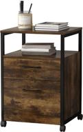 rolling file cabinet with 2 drawers for a4, hanging file 🗄️ folders - mobile office cabinet on wheels, industrial style (rustic brown and black) логотип