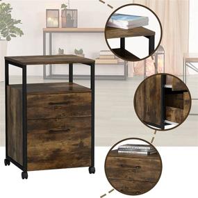 img 2 attached to Rolling File Cabinet with 2 Drawers for A4, Hanging File 🗄️ Folders - Mobile Office Cabinet on Wheels, Industrial Style (Rustic Brown and Black)