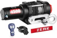 zeak 4500 lb winch premium 12v synthetic rope utv winch kit – ideal for off-road towing, with wireless remote logo