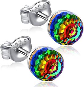 img 4 attached to 💎 ZDaoBen Sparkle Crystal Stud Earrings: Swarovski Crystal, 925 Sterling Silver Jewelry for Women, Girls, and Men. Unisex Crystal Stud Earrings with Gift Box.