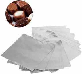 img 1 attached to 🍬 Silver Aluminum Foil Paper Candy Wrappers for Chocolate, Pack of 200, 6x6 Inches - Wowagoga