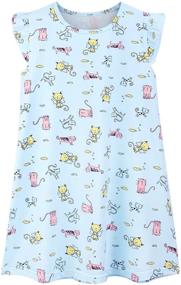 img 4 attached to 👸 Auranso Girls Princess Dress: Cotton Cartoon Print Flutter Sleeve Skirt Dresses, Perfect for Little Princesses