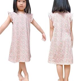 img 2 attached to 👸 Auranso Girls Princess Dress: Cotton Cartoon Print Flutter Sleeve Skirt Dresses, Perfect for Little Princesses