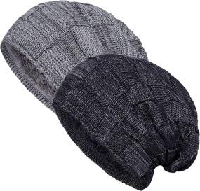 img 4 attached to 🧣 Warm and Stylish Slouchy Beanie Winter Hats, 2 Pack for Men and Women