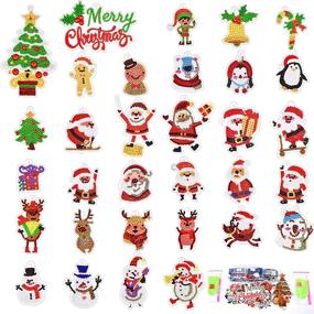 img 4 attached to 🎄 Christmas Diamond Painting Keychain Kit: Create Stunning Rhinestone Mosaic Keychains with 32 Pieces - Ideal for Christmas Arts & Crafts!