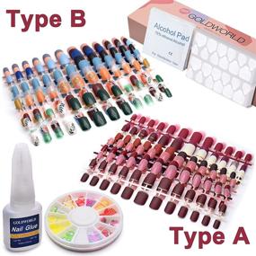 img 3 attached to 🎁 Type B Press on Nails Set: Acrylic Nail Tips, Adhesive Tabs, Glue, Cleaning Pads, Art Fimo – Perfect Stocking Stuffers for Women, Mom, Her, Wife, Girlfriend