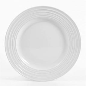 img 1 attached to 🍽️ Gibson Home Plaza Cafe 12-Piece Round Dinnerware Set with Embossed Stoneware, White, 1-Inch