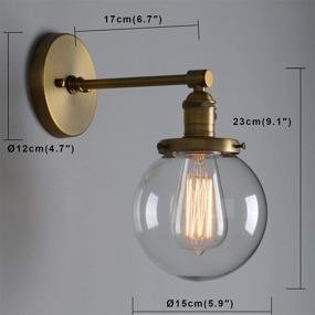 img 3 attached to 🏺 Phansthy Antique Industrial Wall Lamp with 5.9 Inches Glass Lampshade (Antique) - Vintage Style Globe Wall Light