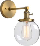 🏺 phansthy antique industrial wall lamp with 5.9 inches glass lampshade (antique) - vintage style globe wall light логотип