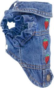 img 2 attached to 🐾 Companet Pet Apparel: Blue/Black Dog Denim Vest for Small/Medium Cats and Dogs - Lapel Vests, Classic Puppy Blue/Black Vintage Washed Denim Jacket with Strawberry Pattern