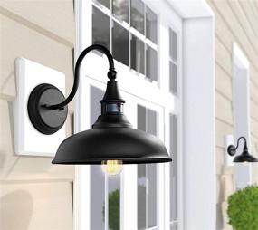 img 2 attached to 🏡 MOTINI Classic Farmhouse Wall Lighting Fixture with Motion Sensor, Outdoor Barn Light Dome on a Gooseneck, OBB Steel, 12.5"x16.75