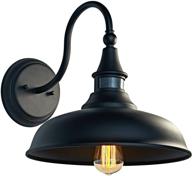 🏡 motini classic farmhouse wall lighting fixture with motion sensor, outdoor barn light dome on a gooseneck, obb steel, 12.5"x16.75 логотип