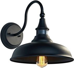 img 4 attached to 🏡 MOTINI Classic Farmhouse Wall Lighting Fixture with Motion Sensor, Outdoor Barn Light Dome on a Gooseneck, OBB Steel, 12.5"x16.75