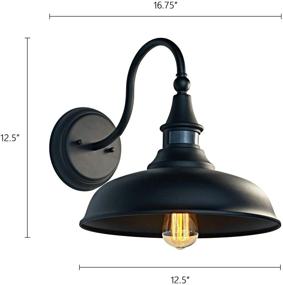 img 1 attached to 🏡 MOTINI Classic Farmhouse Wall Lighting Fixture with Motion Sensor, Outdoor Barn Light Dome on a Gooseneck, OBB Steel, 12.5"x16.75