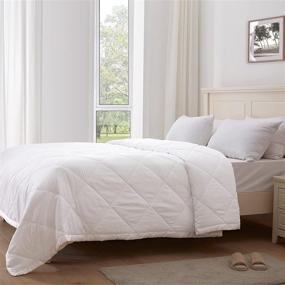 img 2 attached to 🌞 SunStyle Home Lightweight Comforter with Satin Trim - Twin Size Bedding Quilt, Soft and Thin Down Alternative Blanket for All Seasons in White
