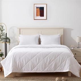 img 3 attached to 🌞 SunStyle Home Lightweight Comforter with Satin Trim - Twin Size Bedding Quilt, Soft and Thin Down Alternative Blanket for All Seasons in White