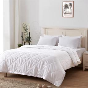 img 4 attached to 🌞 SunStyle Home Lightweight Comforter with Satin Trim - Twin Size Bedding Quilt, Soft and Thin Down Alternative Blanket for All Seasons in White