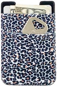 img 2 attached to 📱 Leopard Print Smartphone Stick on Wallet – 2Pack Stretchy Lycra Adhesive Card Holder Pocket with 3M Sticker for iPhone, Android, Credit Cards, and IDs