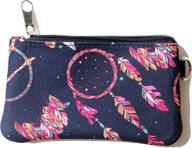 stylish women's wrist lanyard wallet with blue leopard print and dream catcher design logo