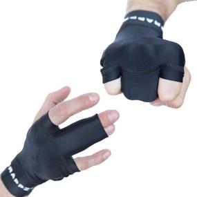 img 1 attached to 🧤 Compression Gloves Pair for BJJ & Sports, Alternative Middle Finger Tape, Injury Jam Protection Splint & Grip Support - Black Unisex