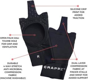 img 3 attached to 🧤 Compression Gloves Pair for BJJ & Sports, Alternative Middle Finger Tape, Injury Jam Protection Splint & Grip Support - Black Unisex