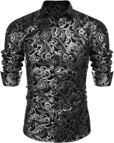 img 4 attached to COOFANDY Stylish Men's Clothing with Luxury Flower Print for Shirts