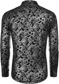 img 1 attached to COOFANDY Stylish Men's Clothing with Luxury Flower Print for Shirts