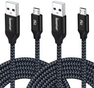 🔌 iseekerkit high-speed 15ft extra long braided micro usb charging cords [2pack] for android/windows/ps4 controller/samsung galaxy s7 s6 plus and more - black logo