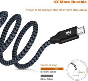 img 2 attached to 🔌 iSeekerKit High-Speed 15ft Extra Long Braided Micro USB Charging Cords [2Pack] for Android/Windows/PS4 Controller/Samsung Galaxy s7 s6 Plus and More - Black