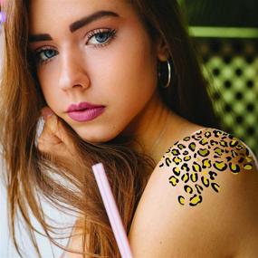 img 1 attached to FashionTats Leopard Temporary Tattoos Removable