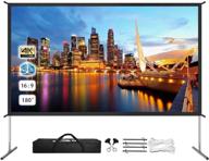 📽️ 180 inch upgraded front/rear projection projector screen: 4k 16:9 hd, portable for outdoor/indoor home theater, gaming, office, and school presentations logo
